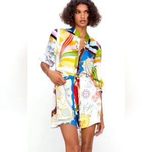 Zara Scarf Print Dress . Size L . New with tag